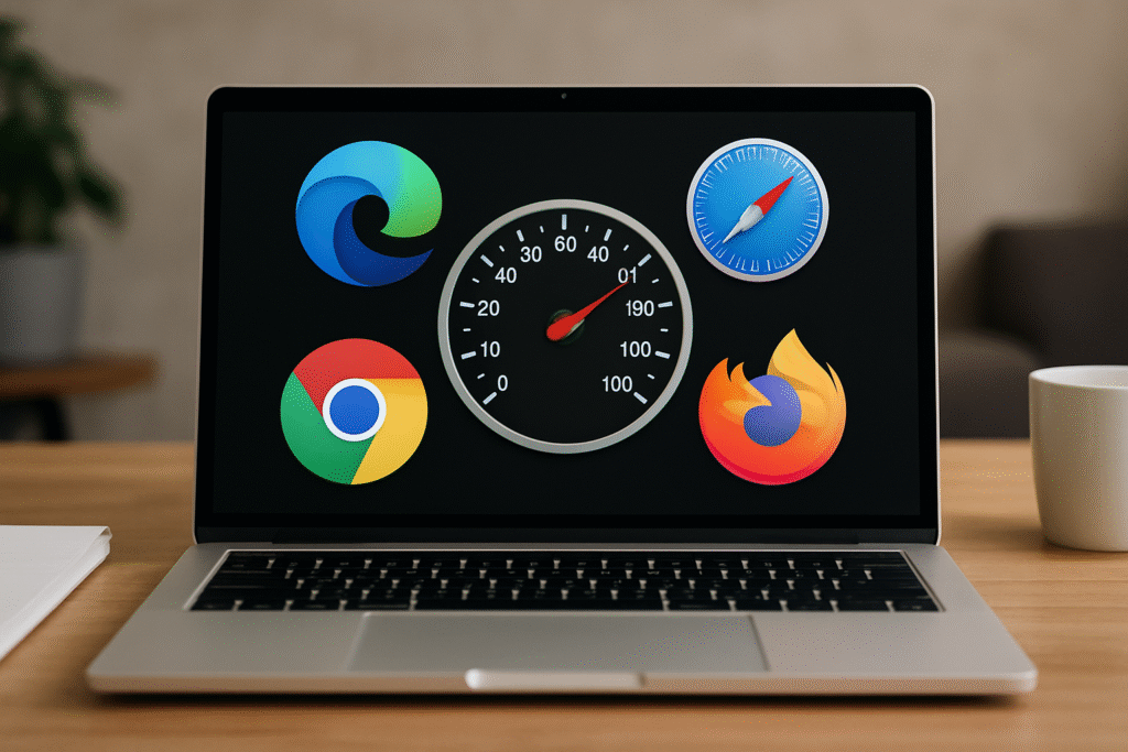 Wykres porównujący prędkość najpopularniejszych przeglądarek internetowych